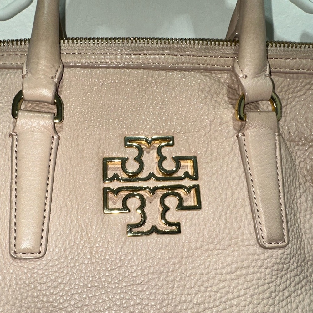 Tory Burch Pink Pebbled Leather Satchel with Gold Logo - Picture 3 of 16